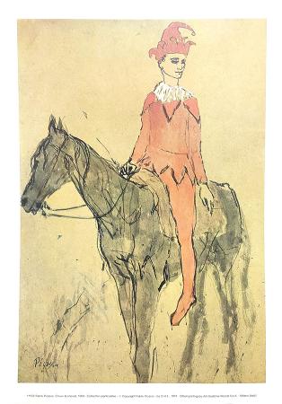 Quadro di Pablo  Picasso  Clown à cheval  - stampa carta 