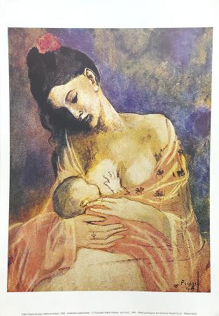 Quadro di Pablo  Picasso  Mère et enfant  - stampa carta 