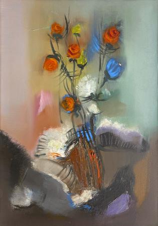 Quadro di Franco Dubla Vaso di fiori  - olio tela 