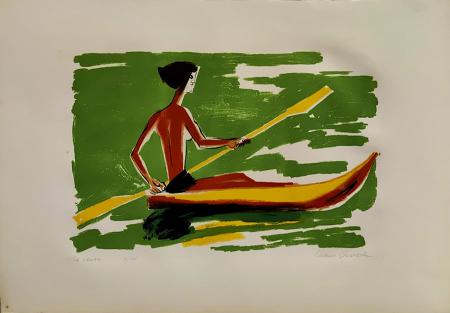 Quadro di Lucio Venna  La canoa - litografia carta 