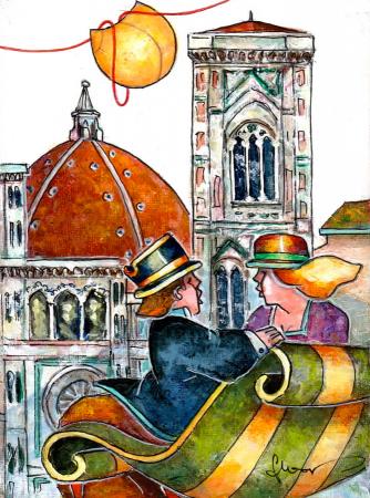 Quadro di Francesco Nesi Duomo e Campanile - olio tavola 