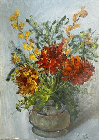 Quadro di V. Antoni Vaso di fiori - olio tela 