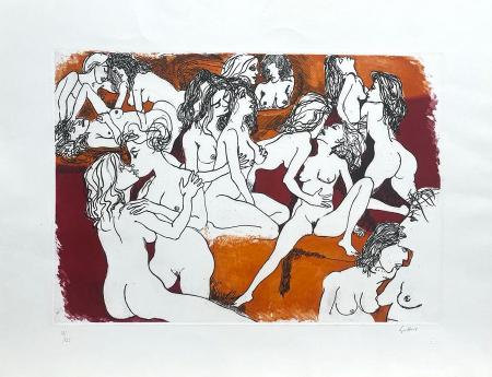 Art work by Renato Guttuso Le amiche - lithography paper 