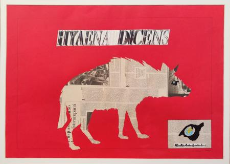 Quadro di Eugenio Miccini Hyaena Dicens  - collage carta 