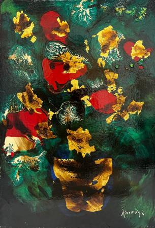 Quadro di Enzo Kocevar Vaso di fiori - olio tavola 