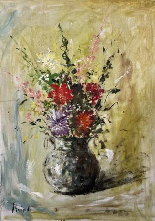 Quadro di S. Guidarelli Vaso di fiori - olio tela 
