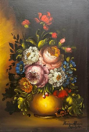 Quadro di Miriam Alves de Souza Vaso di fiori  - olio tavola 