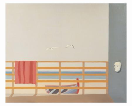 Quadro di Giorgio  Alboni La casa sulla spiaggia - olio tela 