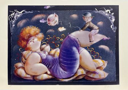 Quadro di nicola vietti Figura - litografia carta 