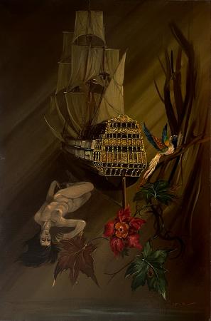 Quadro di Mario D'Elia La nave  - Pittori contemporanei galleria Firenze Art