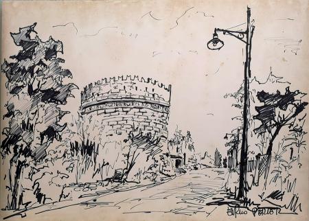 Art work by Enrico  Perietz  Strada di campagna - china paper 