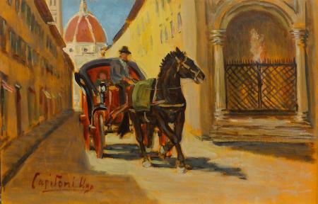 Art work by Ugo  Capitoni Carrozzella - oil table 