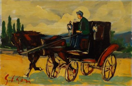 Art work by Gino Paolo Gori Carrozza - oil hardboard 