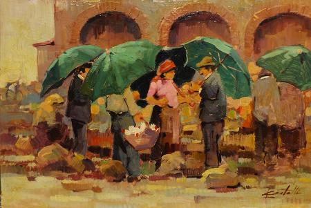 Quadro di Loris Centelli Discussioni  - olio faesite 