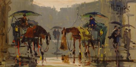 Art work by Mario Poggiali Carrozze - oil hardboard 