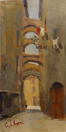 Art work by Gino Paolo Gori Chiasso de' Baroncelli - oil table 