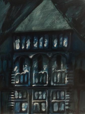 Art work by  Sansoni Paesaggio in blu  - oil paper 