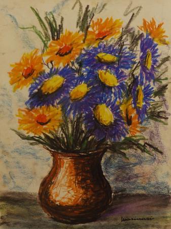 Art work by Giovanni  Marinari Vaso di fiori  - pastel paper 