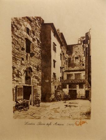 Quadro di  Anonimo L'antica piazza degli Amieri  - Pittori contemporanei galleria Firenze Art