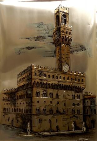 Quadro di A. Califfi  Palazzo Vecchio  - Pittori contemporanei galleria Firenze Art