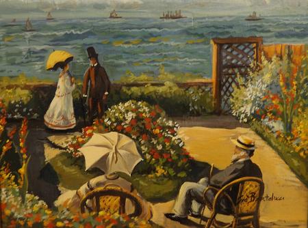 Quadro di Giò Bartolucci  Veduta sul mare  - olio tavola 