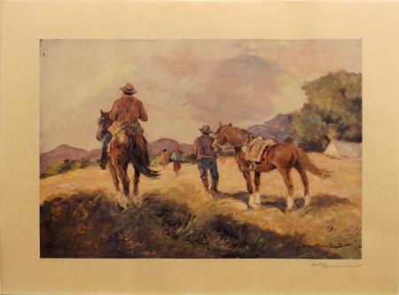 Art work by Carlo Domenici Scena di caccia  - lithography paper 