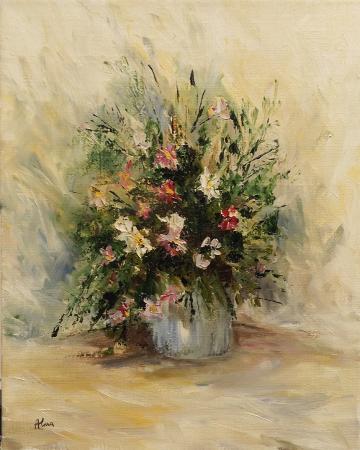 Quadro di Alma  Vanoni  Vaso di fiori  - olio tela 