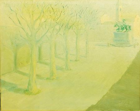 Quadro di Sirio  Zingoni  Viale Nebbioso  - olio tela 