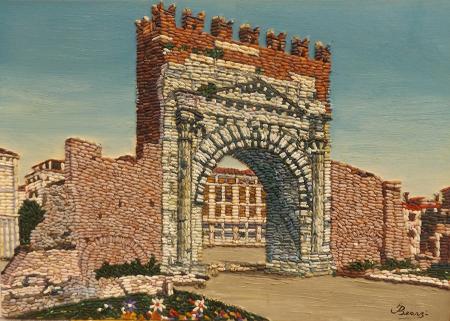 Quadro di  Bearri  Arco di Augusto  - mista tavola 
