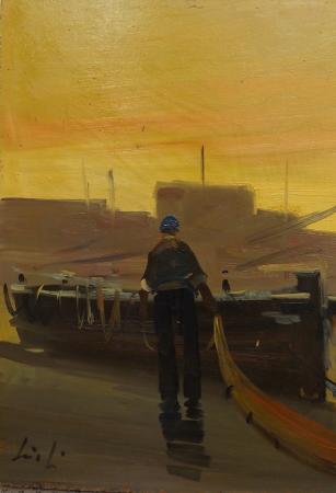 Art work by firma Illeggibile Porto  - oil table 