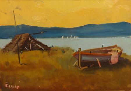 Art work by Dario Ferrini Paesaggio  - oil table 