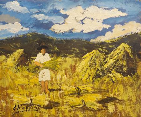 Art work by  Chiappini Campo di grano  - oil table 