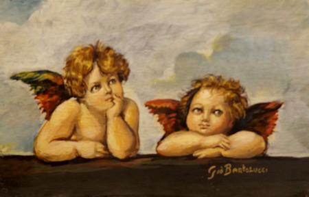 Quadro di Giò Bartolucci  Gli angiolini della Sistina  - Pittori contemporanei galleria Firenze Art