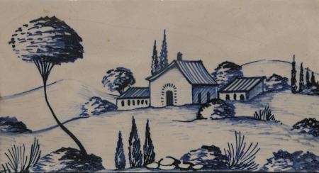 Art work by  G. Arturi  Paesaggio  - oil earthenware 