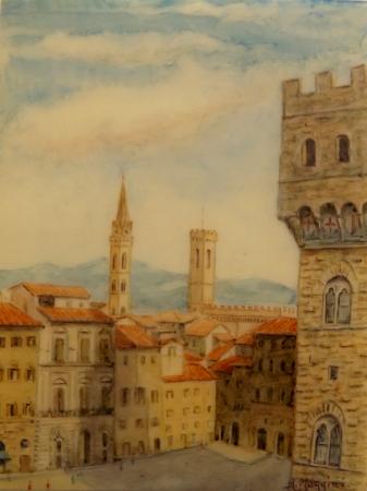 Quadro di A. Maggini  Piazza della signoria  - Pittori contemporanei galleria Firenze Art