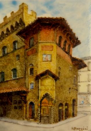 Quadro di A. Maggini  Palazzo dell'arte della lana  - Pittori contemporanei galleria Firenze Art