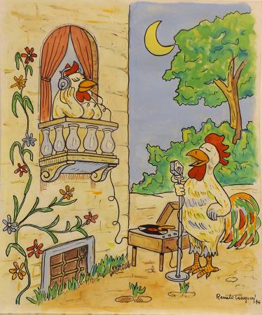 Art work by Renato  Tangocci  Serenata  - mixed paper 