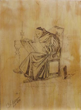 Art work by S. Mazzoni  Sant'Agostino  - incision table 