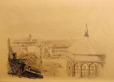 Art work by Luciano Guarnieri Battistero di Firenze - print paper 