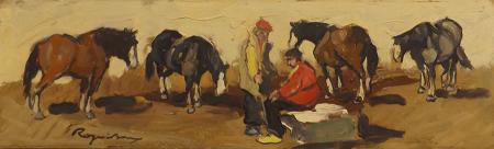 Quadro di Basso Ragni Ritrovo  - olio tavola 