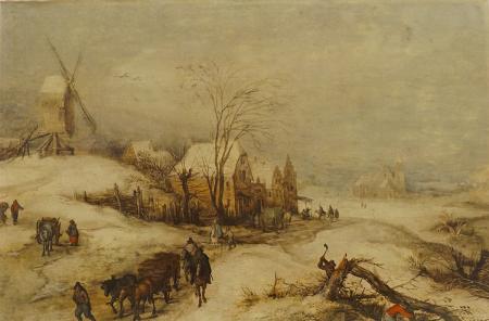 Quadro di Jan  Brueghel  Paesaggio innevato - stampa Tavola intelata 