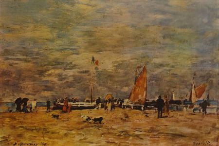 Art work by Eugene  Boudin  Marina francese  - print Canvassed table 
