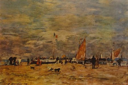 Quadro di Eugene  Boudin  Marina francese  - stampa Tavola intelata 