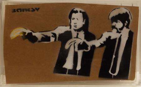 Art work by  Banksy  Pulp Fiction - lithography cardboard 
