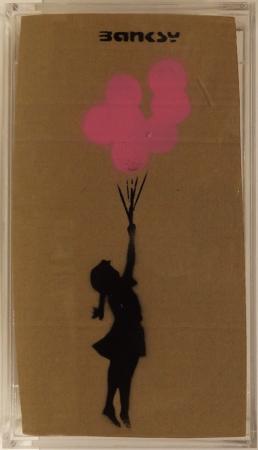 Art work by  Banksy  Girl with Baloon  - lithography cardboard 
