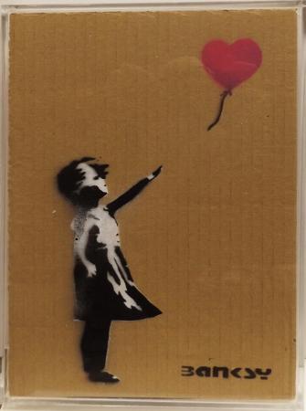 Quadro di  Banksy  Girl with Baloon  - litografia cartone 
