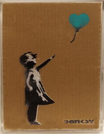 Art work by  Banksy  Girl with Baloon  - lithography cardboard 