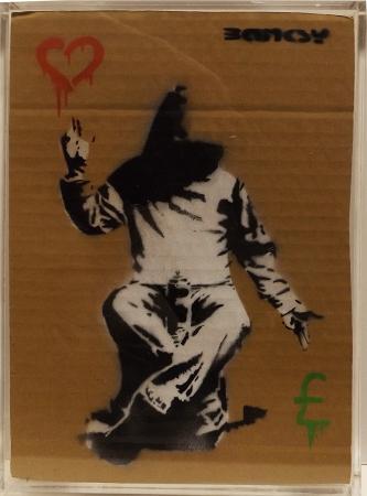 Quadro di  Banksy  Figura  - litografia cartone 