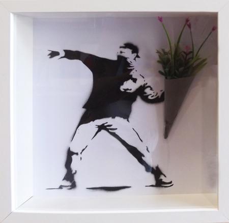 Art work by  Banksy  Flower Thrower - lithography paper 