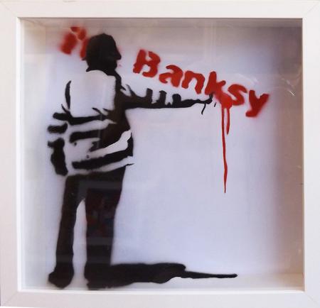 Art work by  Banksy  I'm Banksy - lithography cardboard 